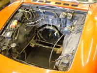 Empty engine bay ready for reconditioned engine